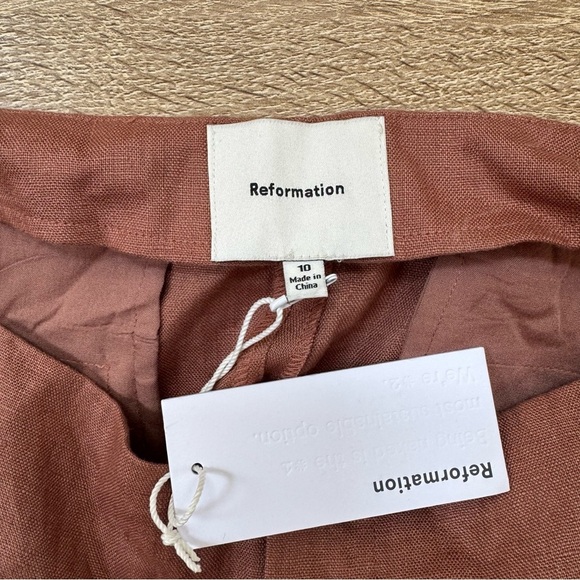 NWT Reformation Vida Linen Low Rise Pant Straight Leg Mink 10 - Picture 7 of 15